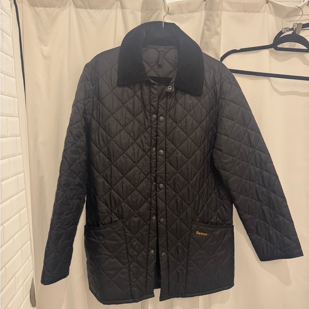 Barbour Liddesdale Black Quilted Lightweight Jacket with Cord Collar